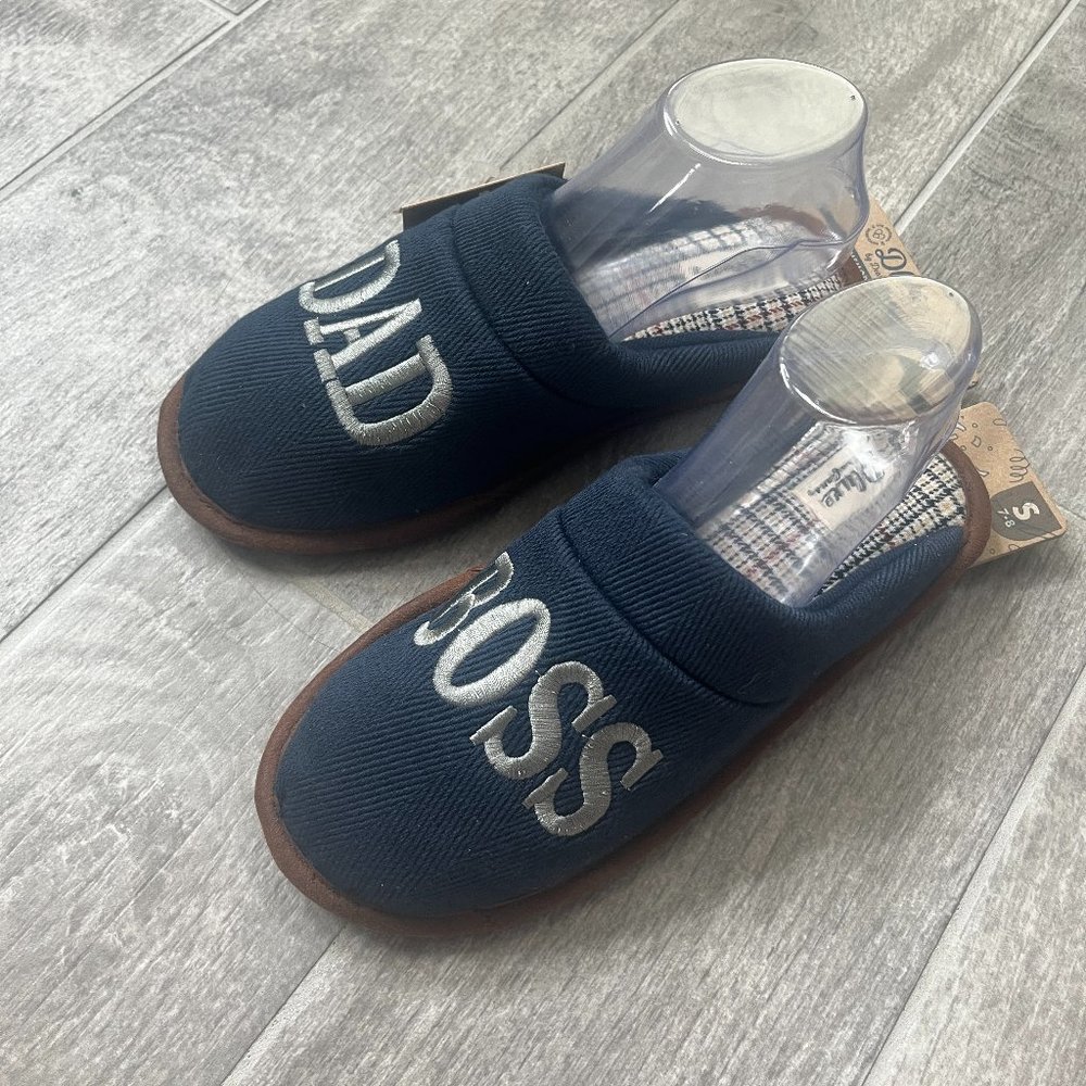 Men's DLUXE by Dearfoams DAD BOSS Slippers - NAVY BLUE - Memory Foam - All Size